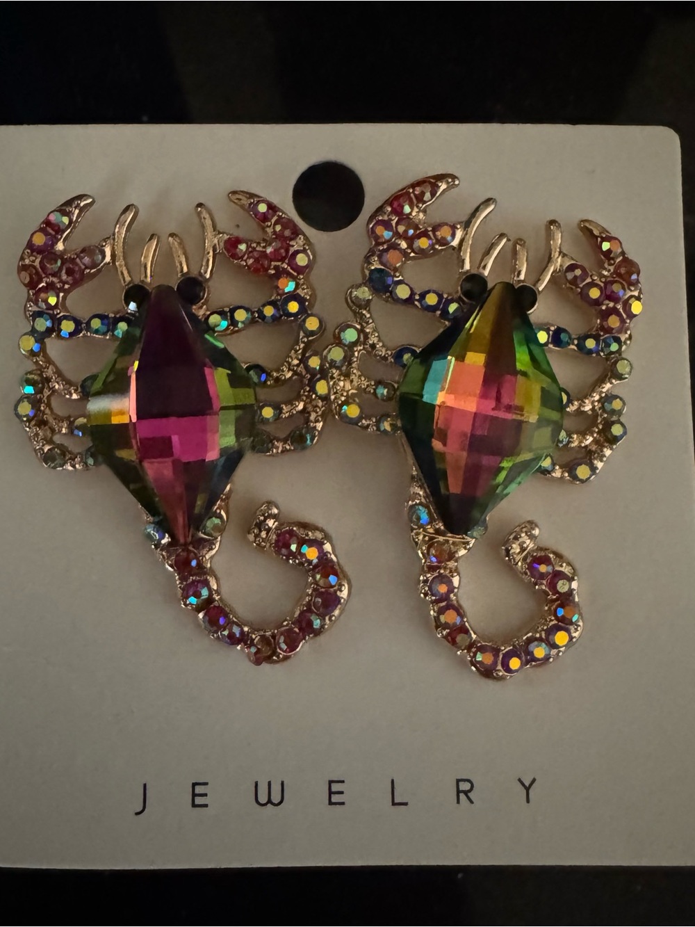 NWT Multicolor Crystal Scorpion Stud Earrings, Bugs, Jewelry